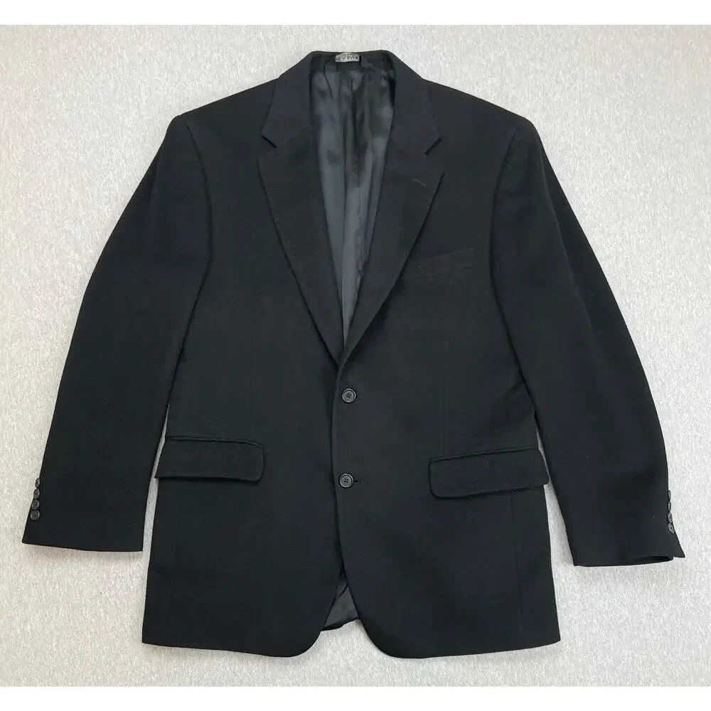 Jos A Bank Blazer Mens 42R Black 100% Camel Hair Single Breasted 2-Button Jacket